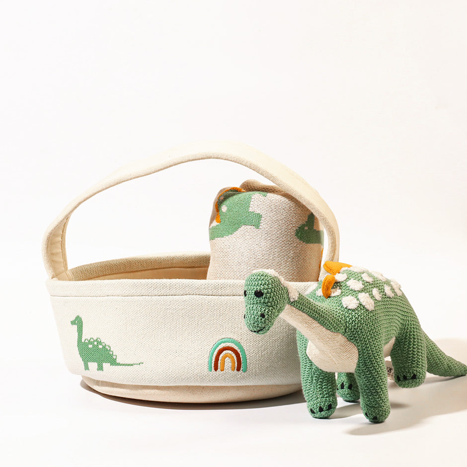 4-Piece Gift Basket - Green Dinosaur