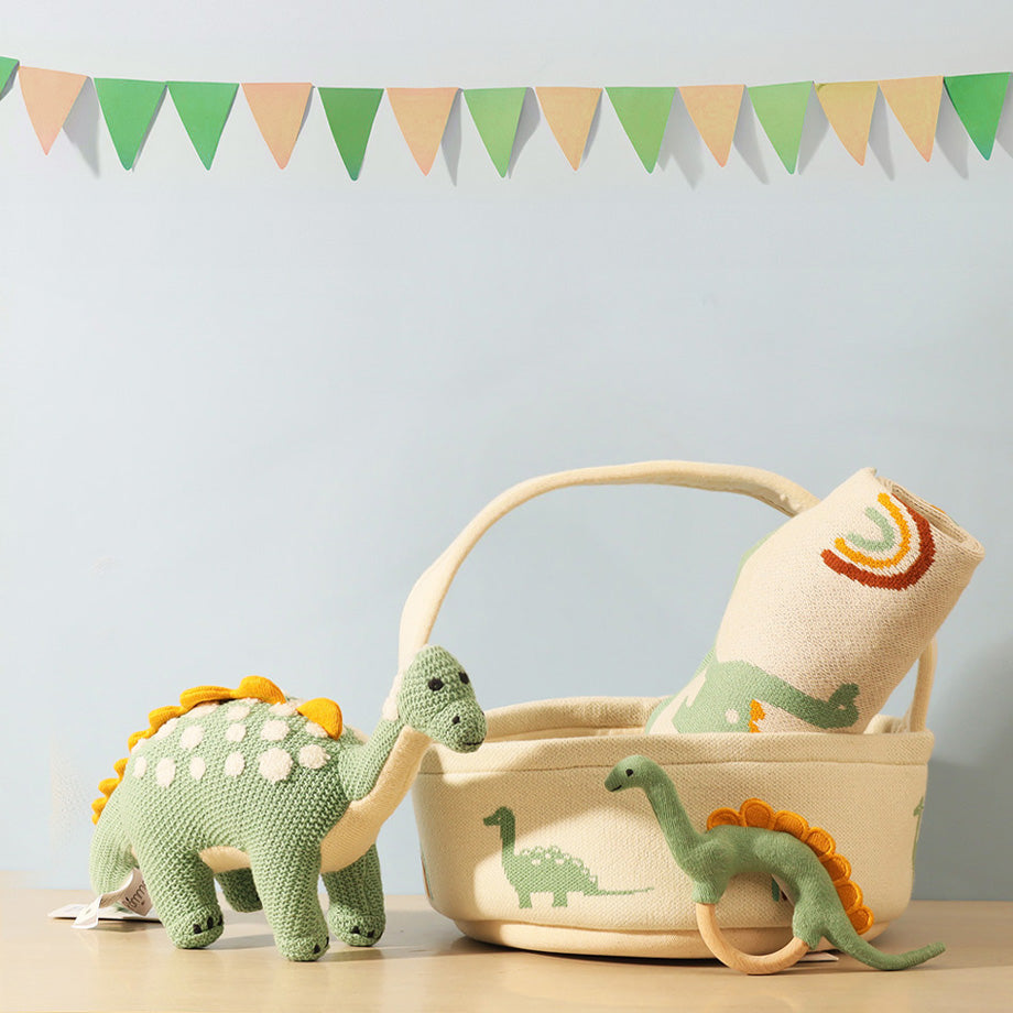 4-Piece Gift Basket - Green Dinosaur