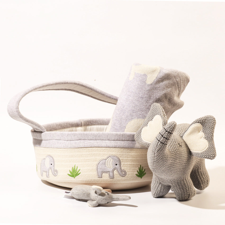 4-Piece Gift Basket - Grey Elephant