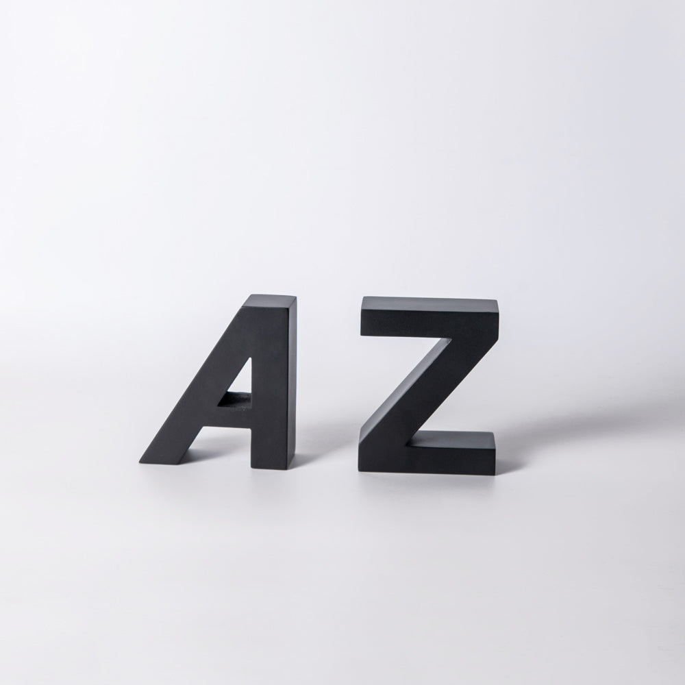 A to Z Concrete Bookends, Set of 2 - Black