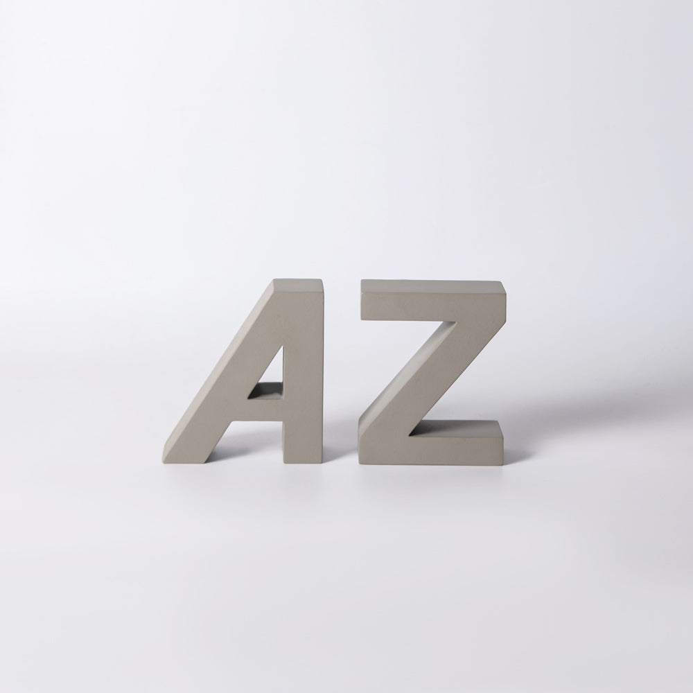 A to Z Concrete Bookends, Set of 2 - Dark Grey