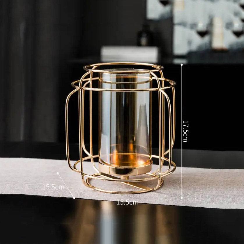 Enhabit Andrea Wireframe Candle Holder Medium - Gold