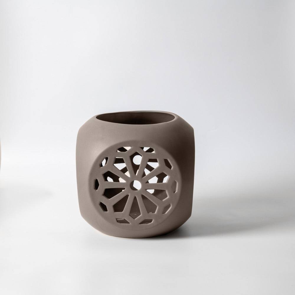 Enhabit Fiore Ceramic Candle Holder Large - Grey