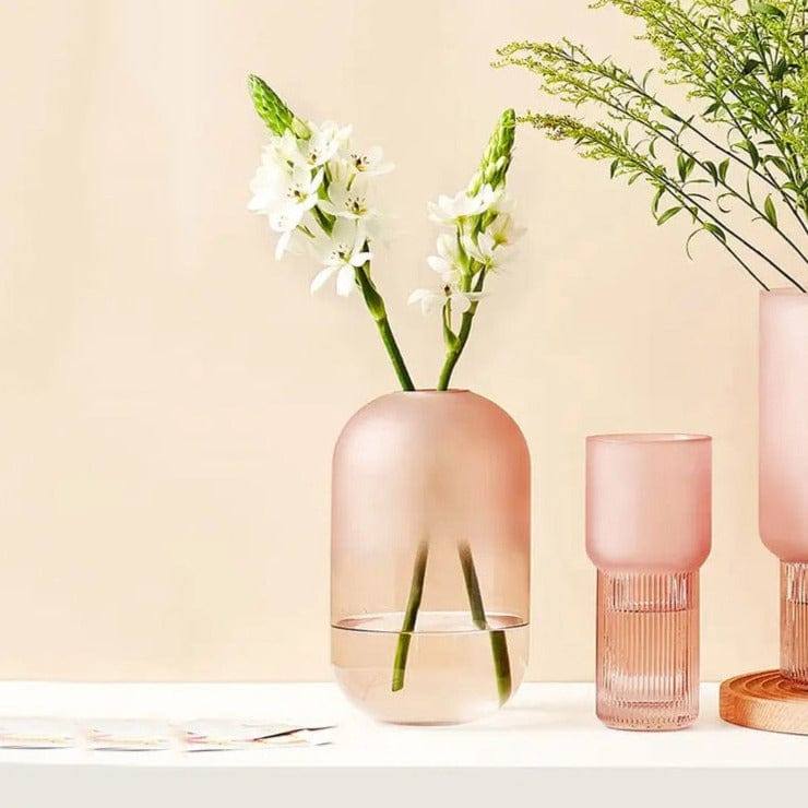 Enhabit Frosted Glass Vase - Pink