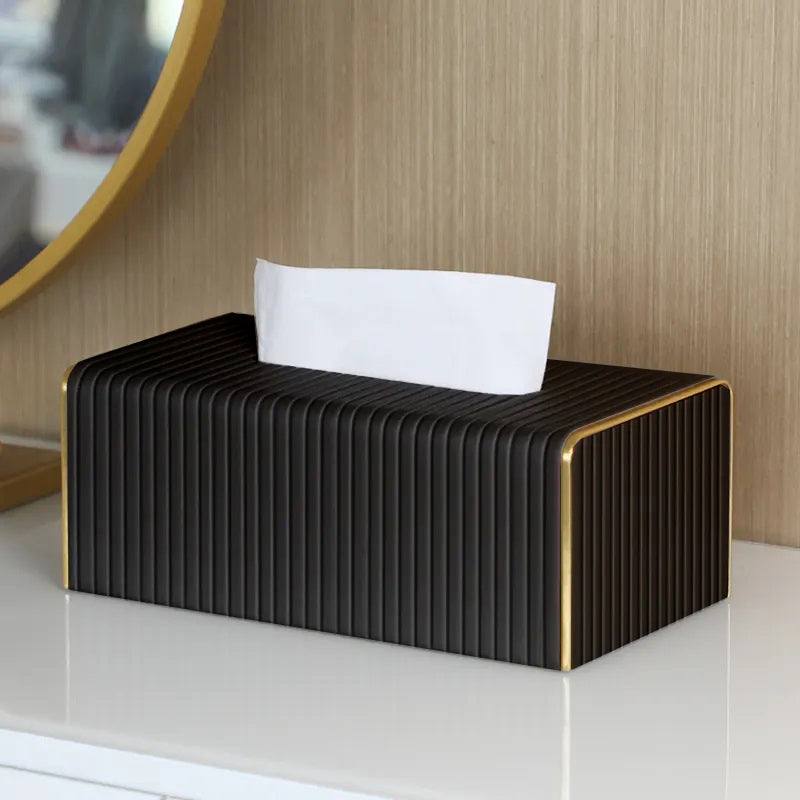 Enhabit Gold Edge Tissue Box Holder - Black