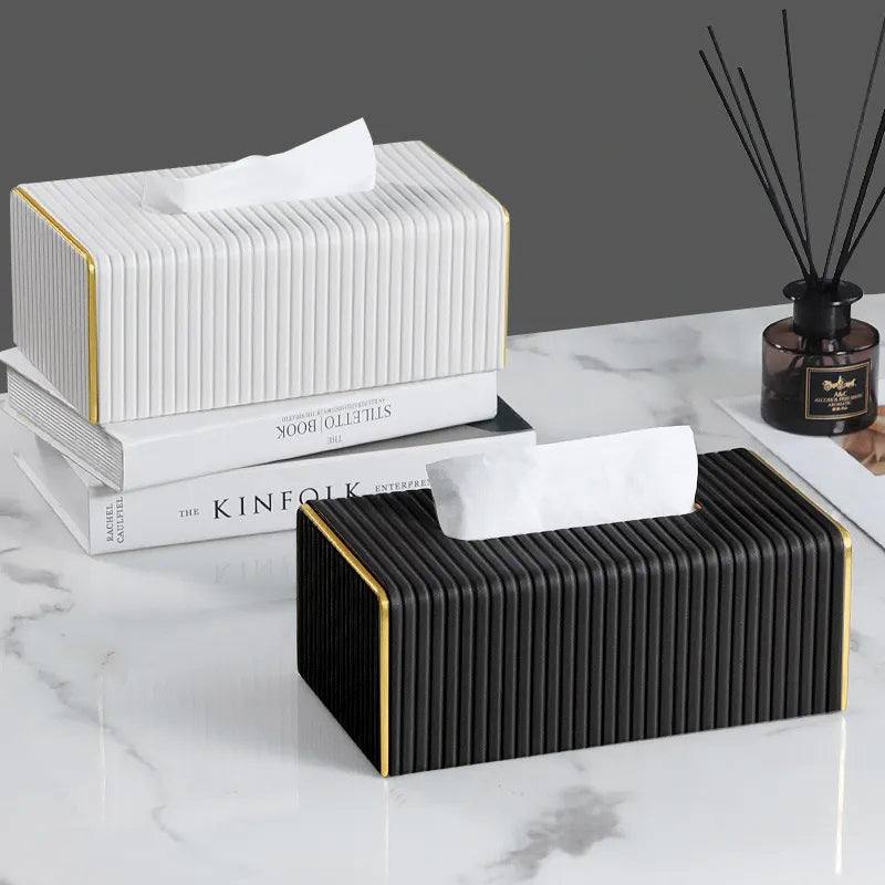 Enhabit Gold Edge Tissue Box Holder - Black