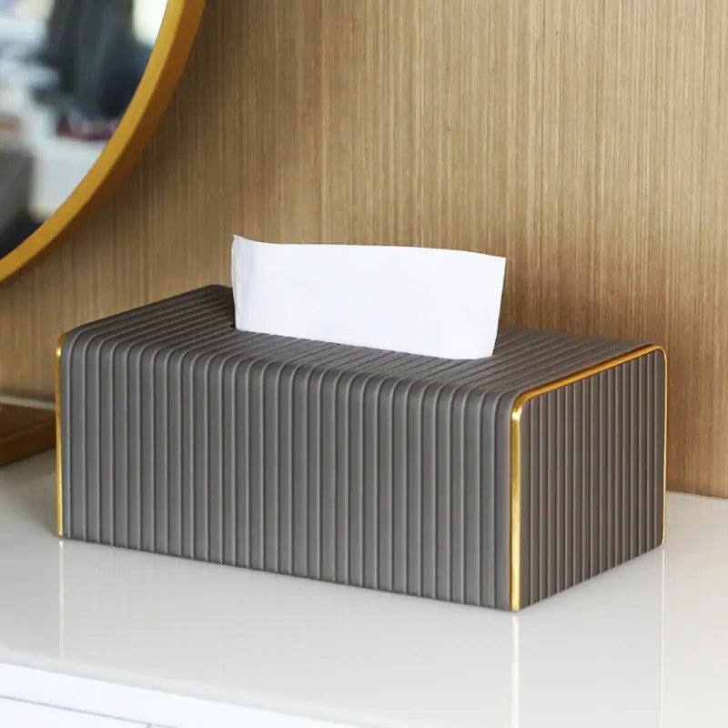 Enhabit Gold Edge Tissue Box Holder - Dark Grey