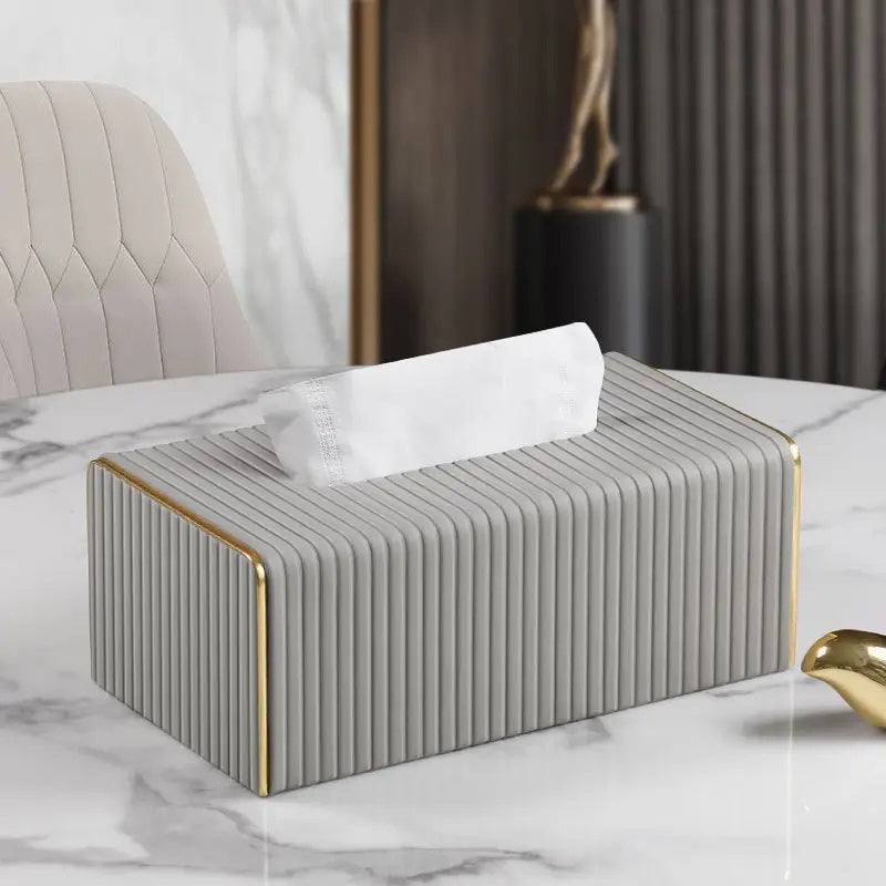 Enhabit Gold Edge Tissue Box Holder - Light Grey