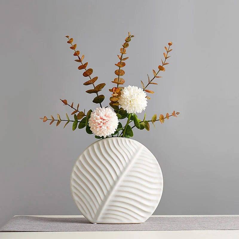 Enhabit Leaf Slim Ceramic Vase - White