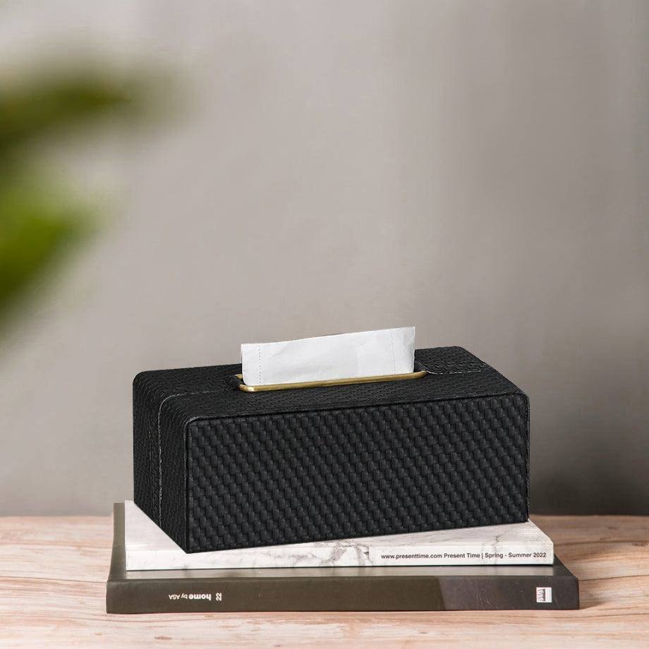 Enhabit Links Tissue Box Holder - Black & Gold