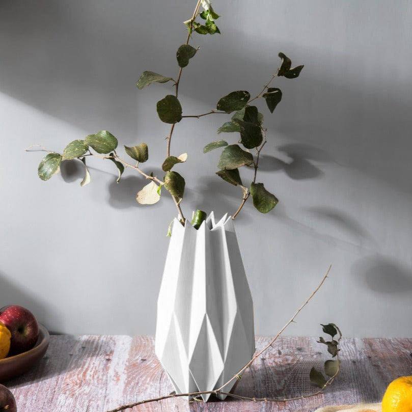 Enhabit Origami Porcelain Vase Tall - White