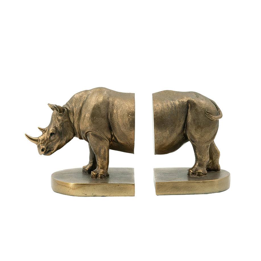 Enhabit Rhino Bookends, Set of 2 - Bronze