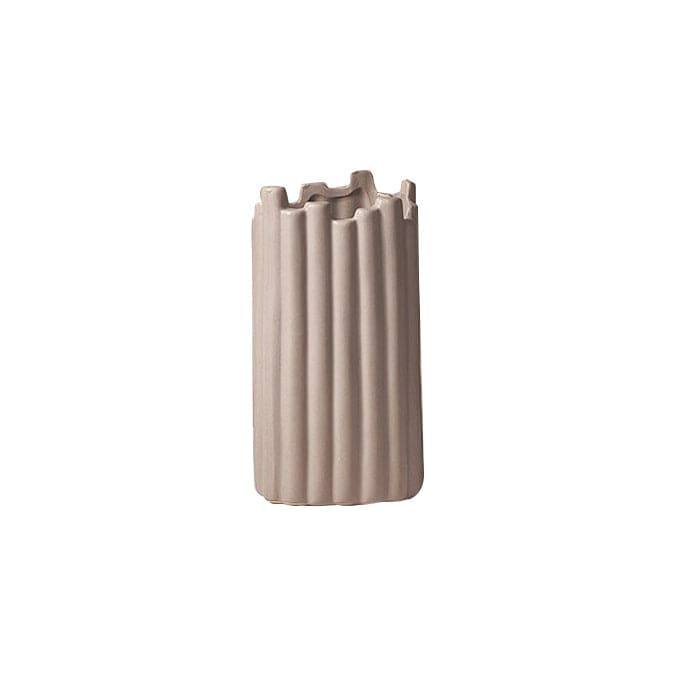 Enhabit Ribbed Ceramic Vase - Taupe