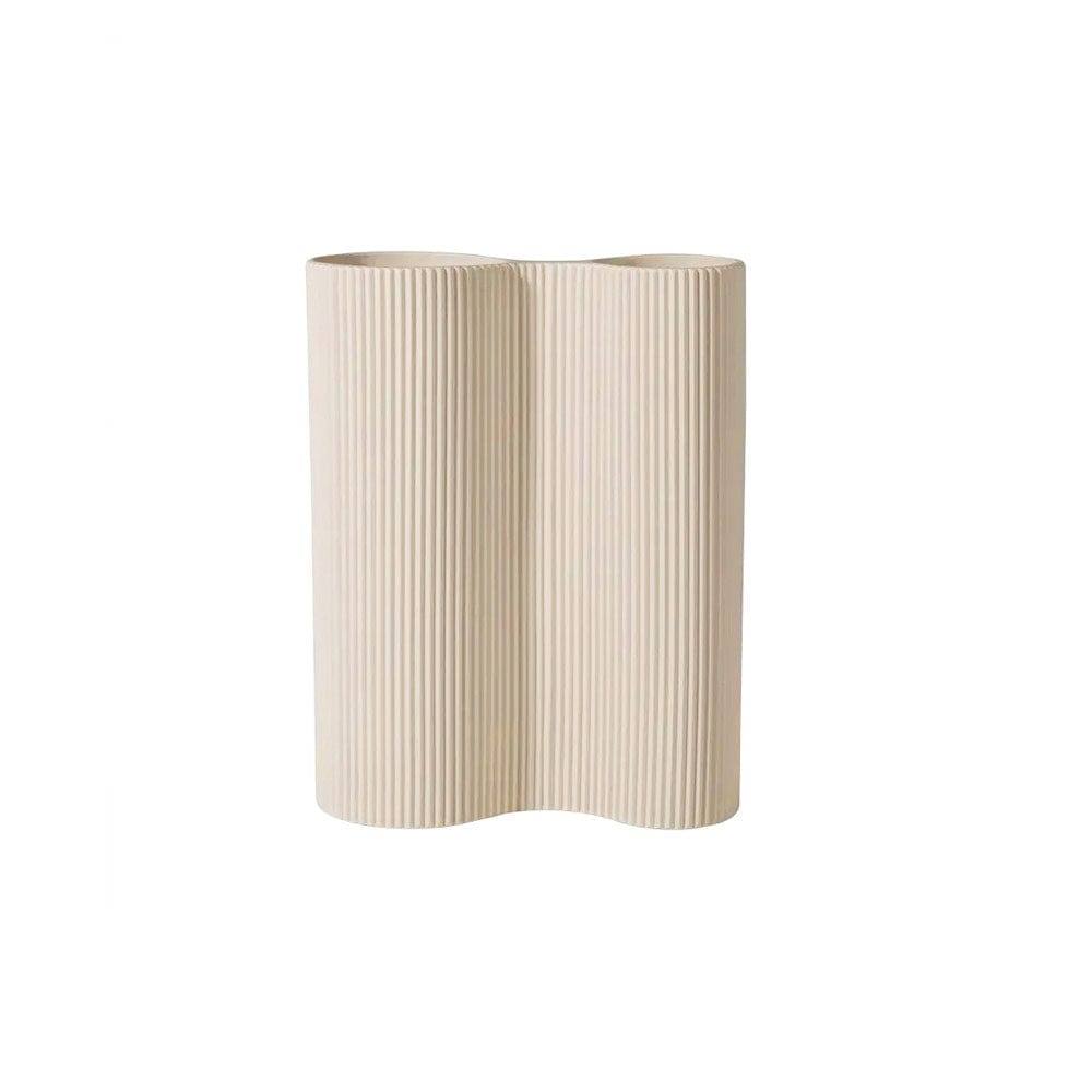 Enhabit Ribbed Duo Vase - Beige