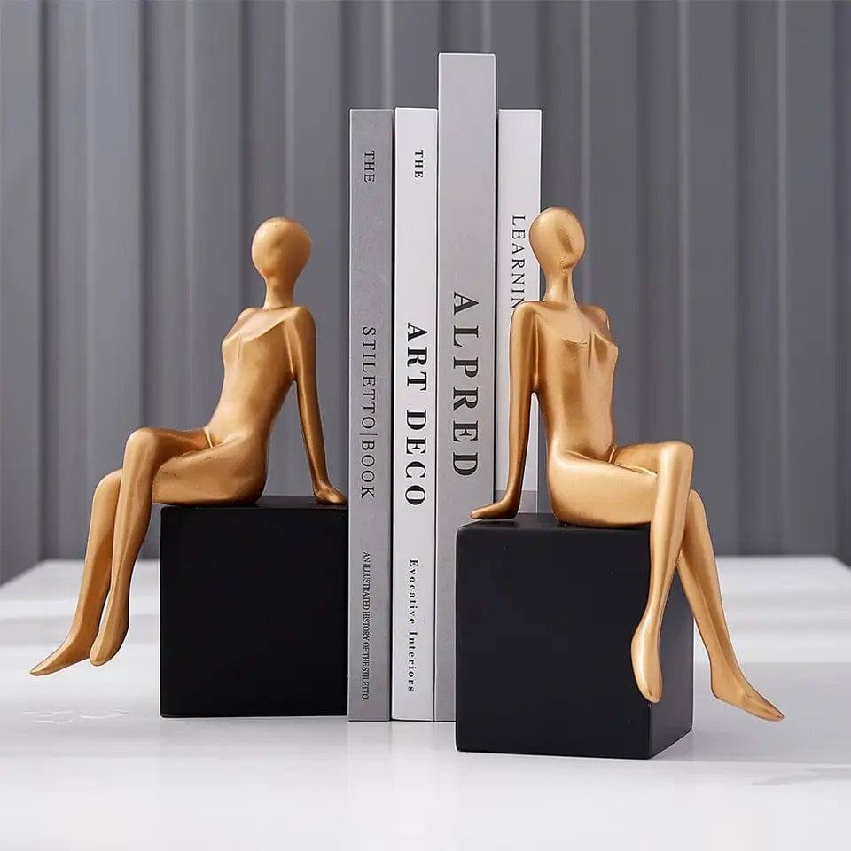 Enhabit Seated Bookends, Set of 2 - Black & Gold