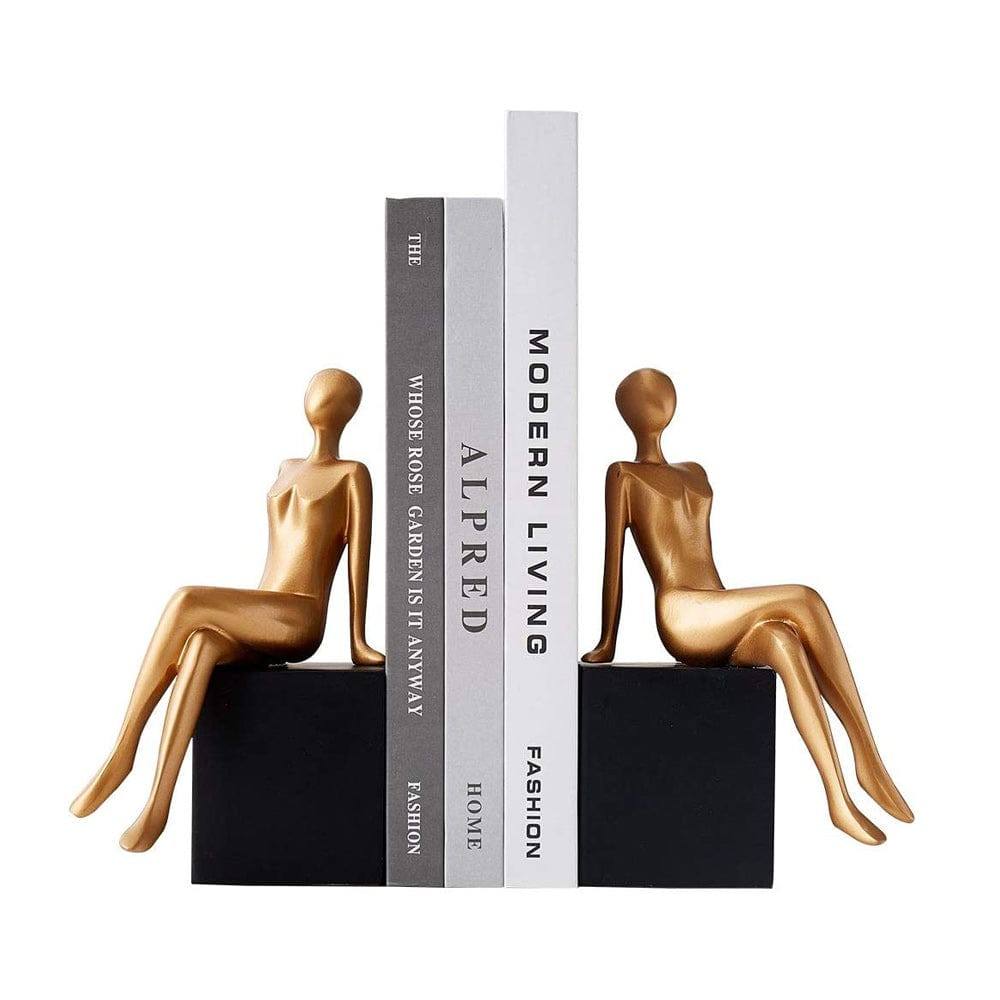 Enhabit Seated Bookends, Set of 2 - Black & Gold