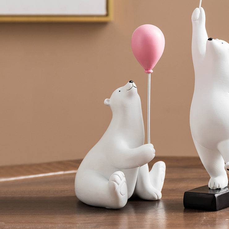 Enhabit Sitting Bear with Balloon Sculpture - Pink