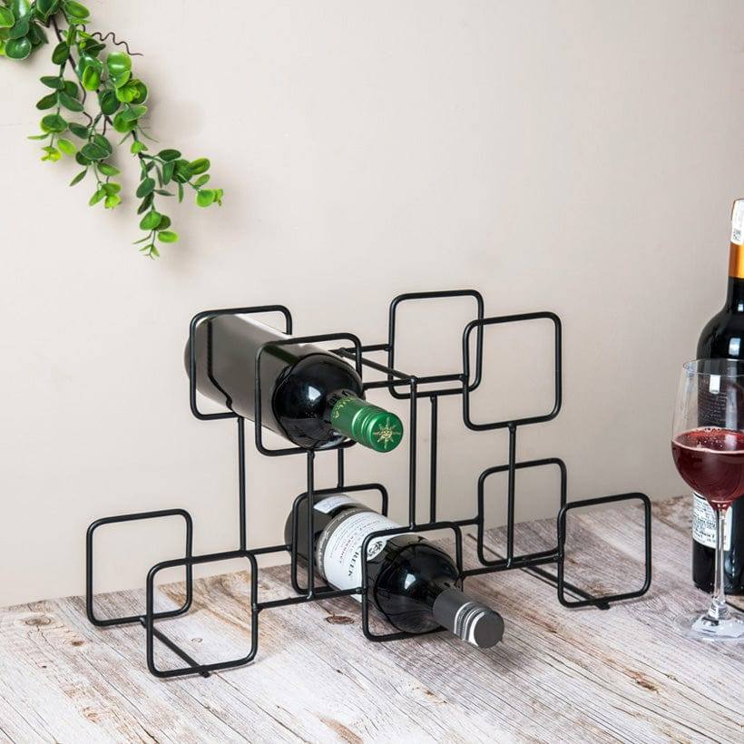 Enhabit Squares Wine Rack - Metal Black