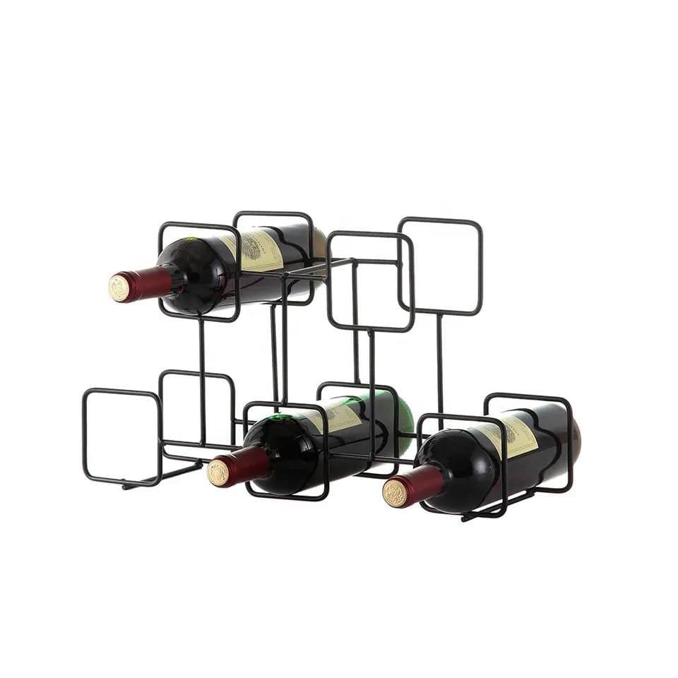 Enhabit Squares Wine Rack - Metal Black