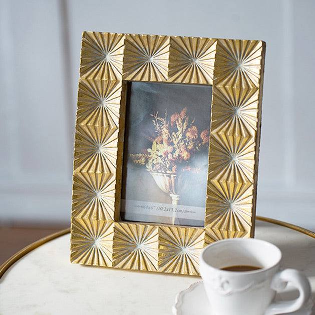 Enhabit Sunburst Embossed Photo Frame Medium - Gold Silver