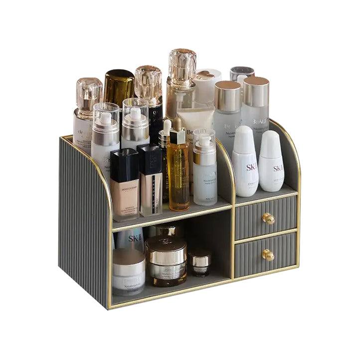 Enhabit Two-Tier Cosmetics Organiser with Drawers - Dark Grey