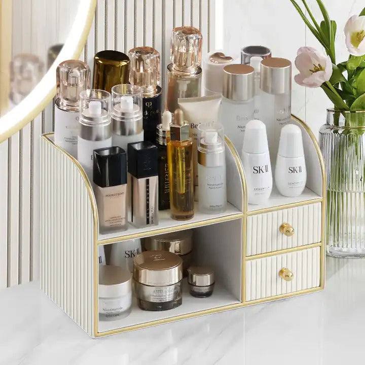 Enhabit Two-Tier Cosmetics Organiser with Drawers - White