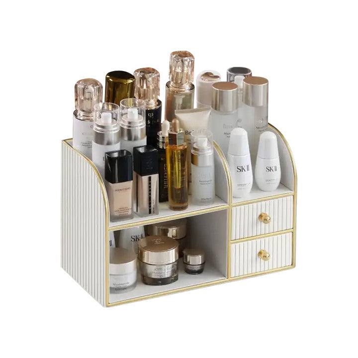 Enhabit Two-Tier Cosmetics Organiser with Drawers - White