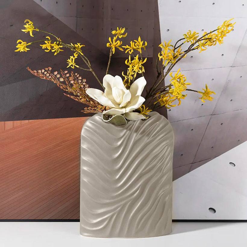 Enhabit Waves Ceramic Vase - Beige