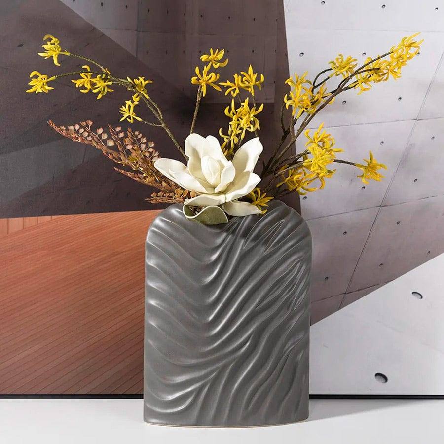 Enhabit Waves Ceramic Vase - Graphite Grey