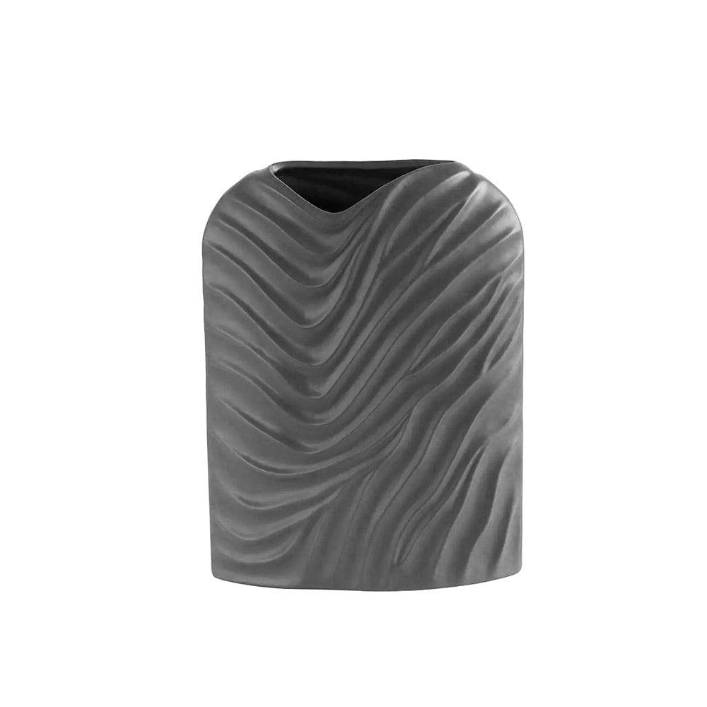 Enhabit Waves Ceramic Vase - Graphite Grey