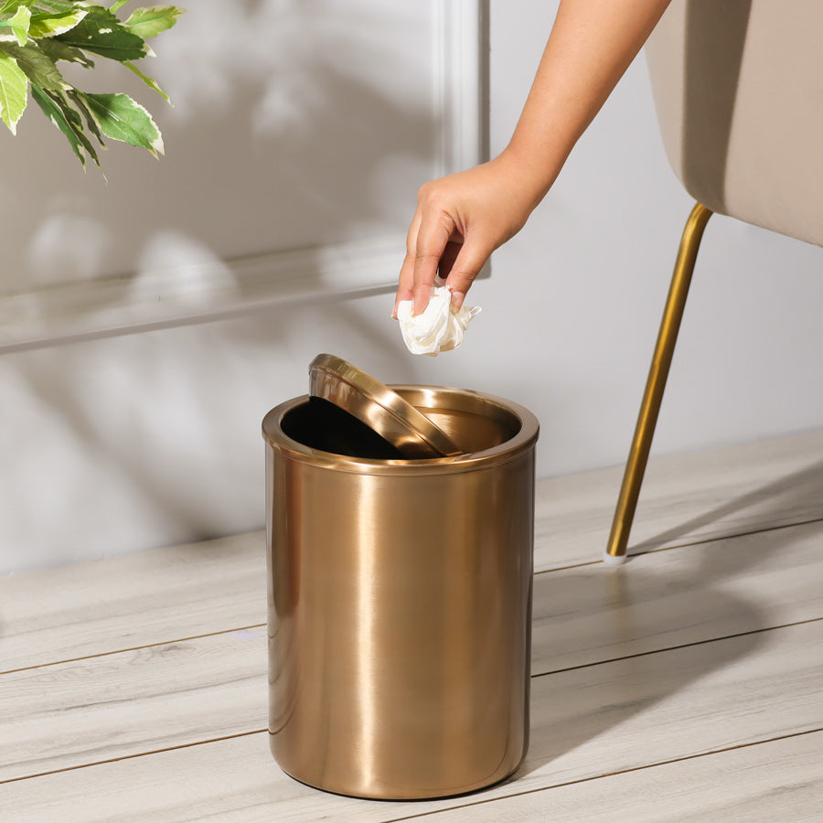 Enzo Round Waste Bin - Gold