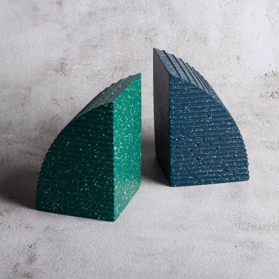 ESQ Living Arc Speckled Bookends, Set of 2 - Blue Green