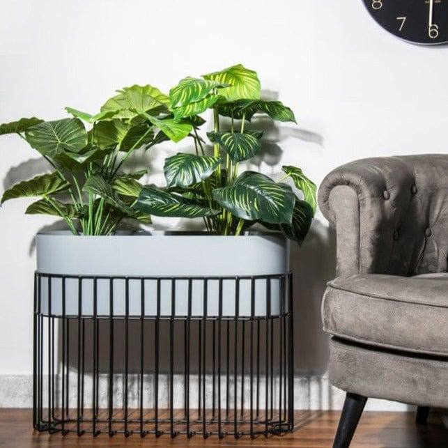 ESQ Living Arlo Indoor Metal Planter with Stand - Matte Grey