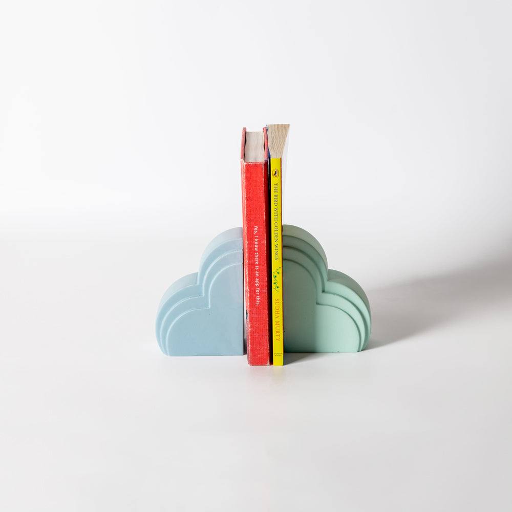 ESQ Living Cloud Bookends, Set of 2- Powder Blue & Green