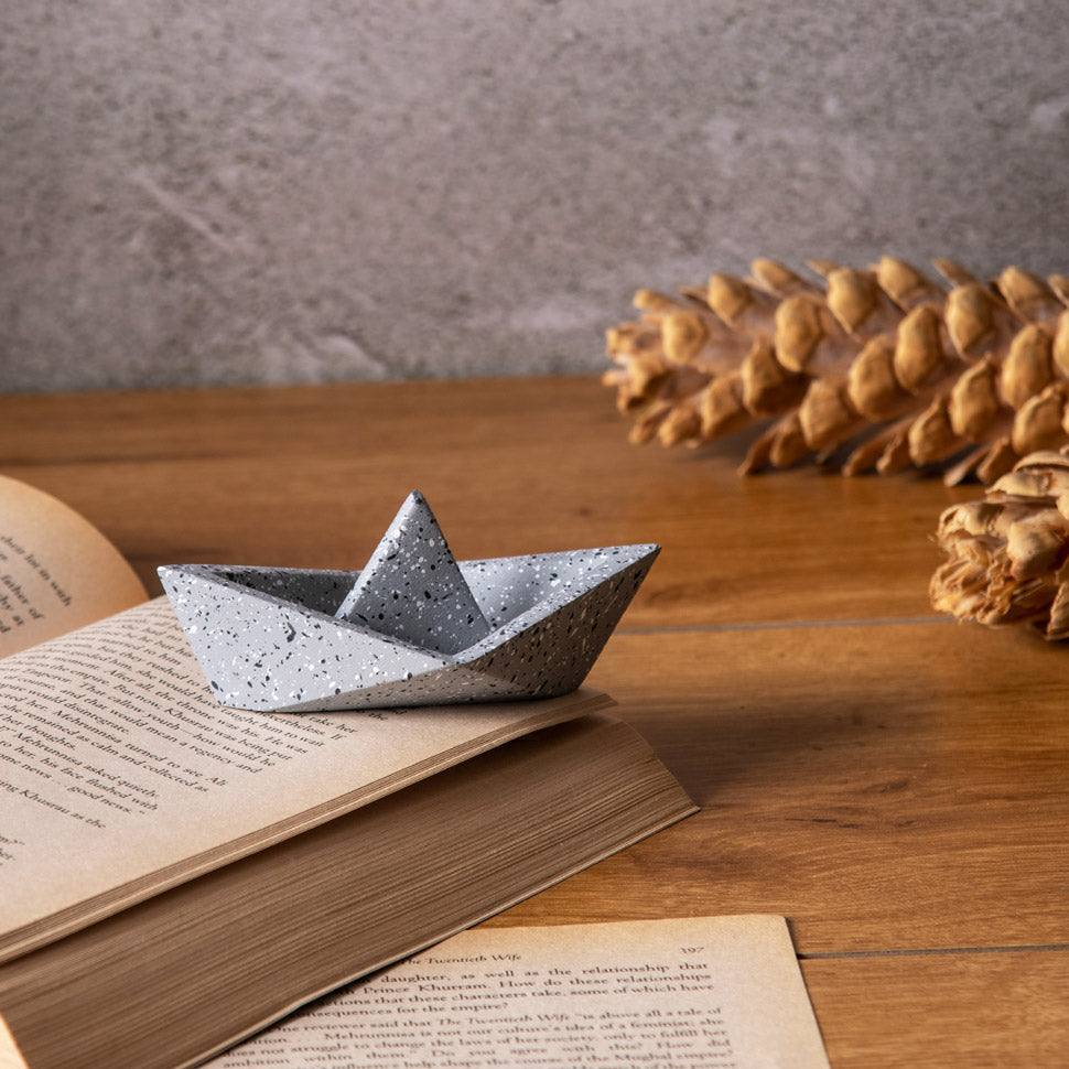 ESQ Living Concrete Boat Paperweight - Speckled Grey