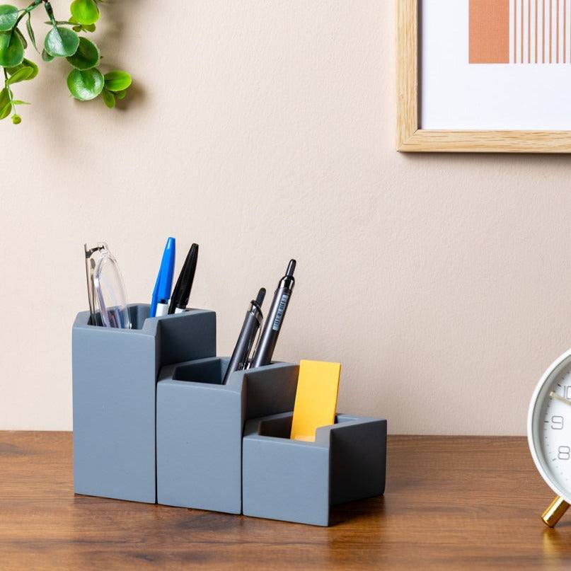 ESQ Living Concrete Tier Desk Organisers - Steel Grey