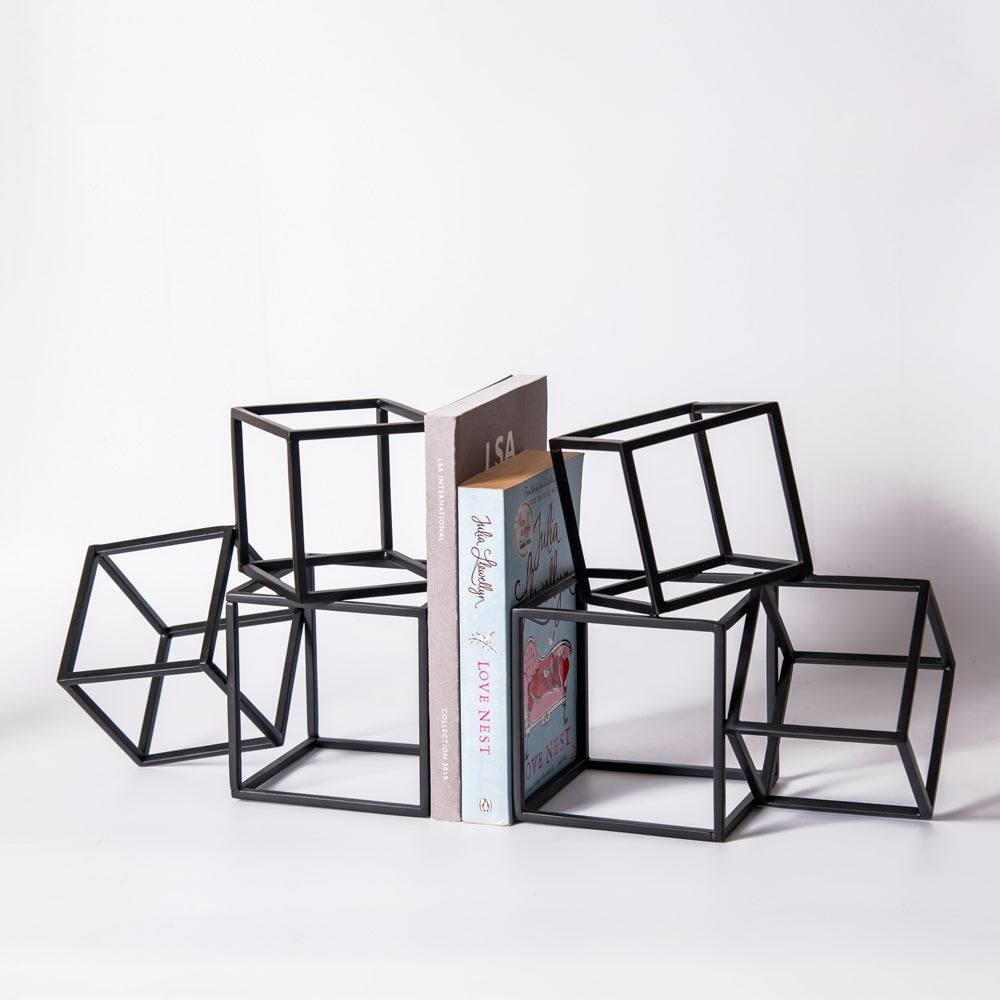 ESQ Living Hollow Blocks Metal Bookends, Set of 2 - Black