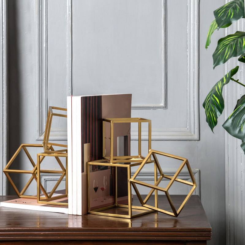 ESQ Living Hollow Blocks Metal Bookends, Set of 2 - Gold