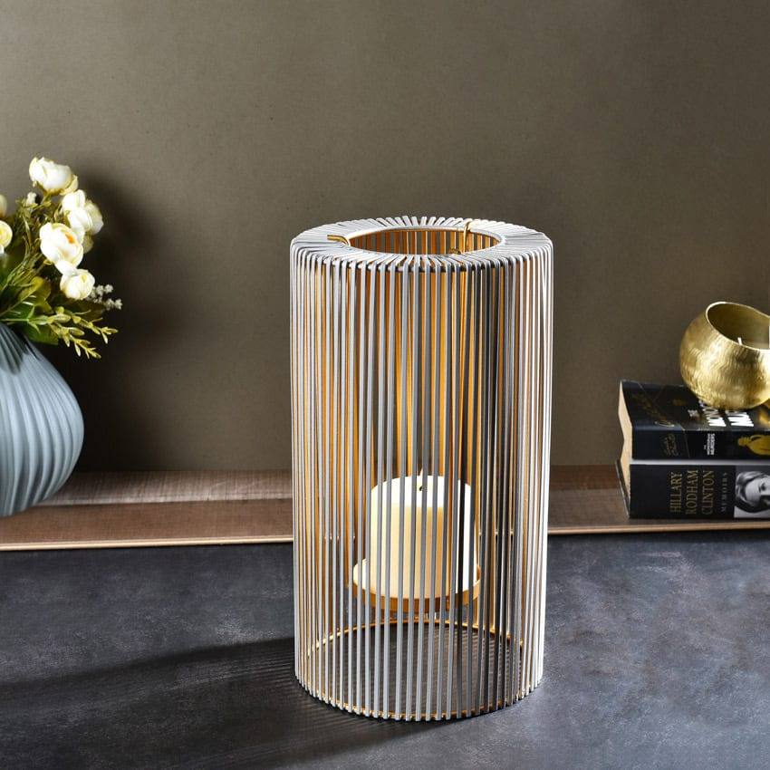 ESQ Living Lines Candle Holder Large - Grey Gold