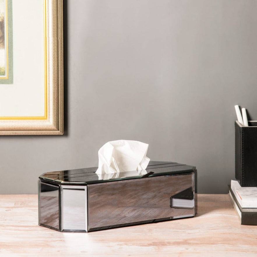 ESQ Living Mirror Tissue Box Holder - Metal Grey