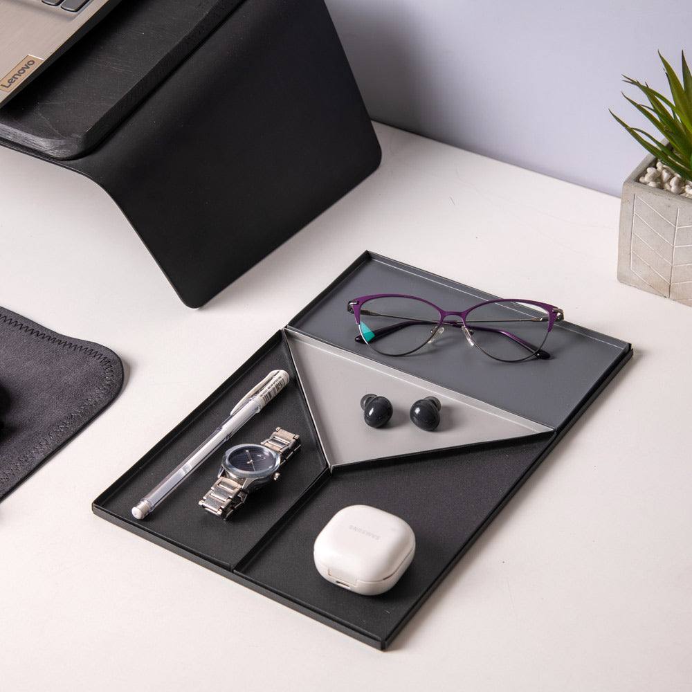 ESQ Living Quattro Metal Desk Tray Set - Black Grey