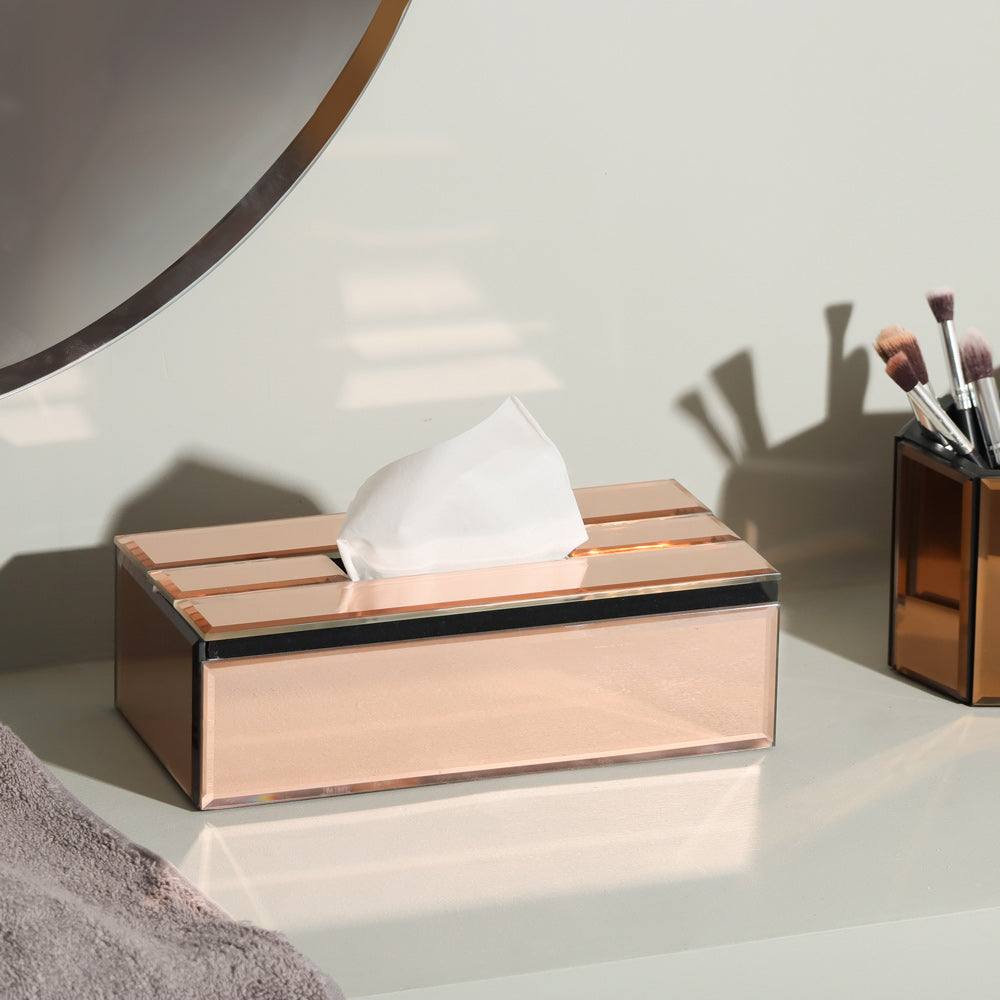 ESQ Living Rectangular Mirror Tissue Box Holder - Rose Gold