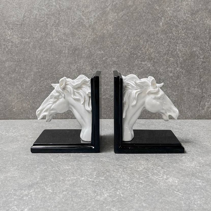 Home Artisan Wilbur Horse Bookends - White