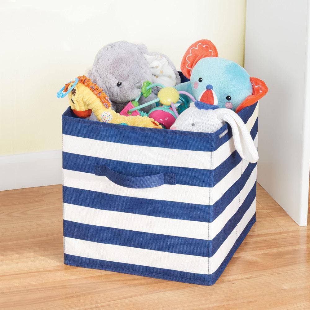 iDesign Rugby Storage Cube Medium - Navy & White Stripes