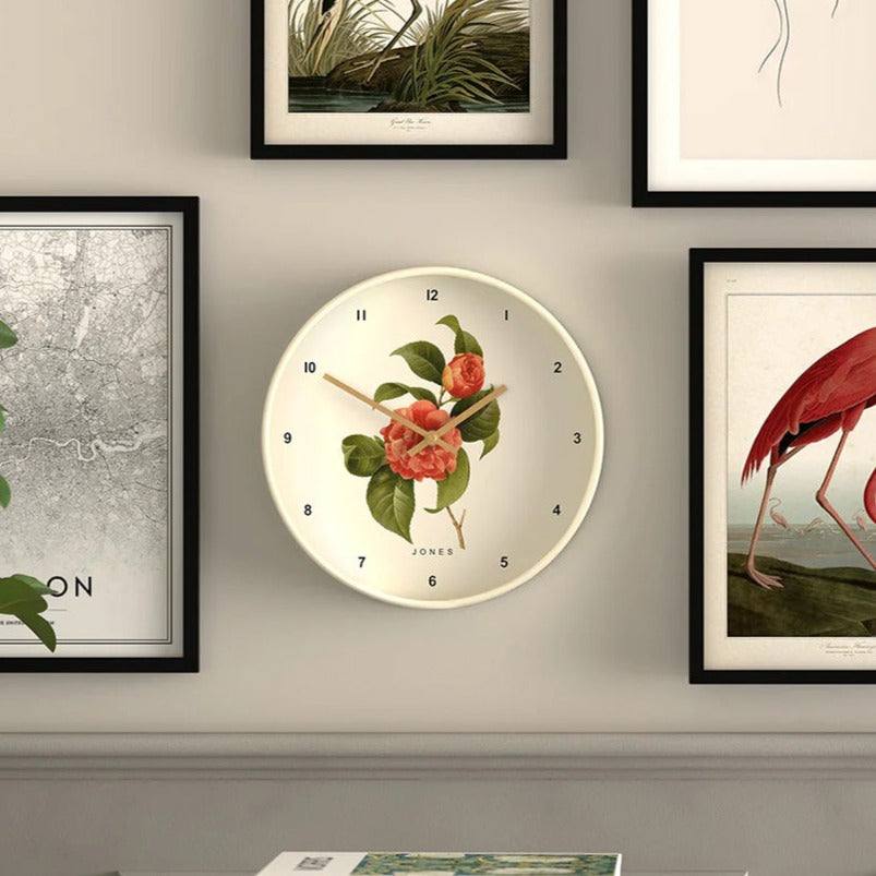 Jones Clocks Botanical Wall Clock 30cm - Whipped Cream