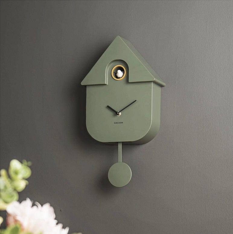 Karlsson Netherlands Modern Cuckoo Pendulum Wall Clock - Jungle Green