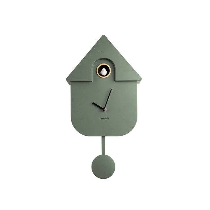 Karlsson Netherlands Modern Cuckoo Pendulum Wall Clock - Jungle Green