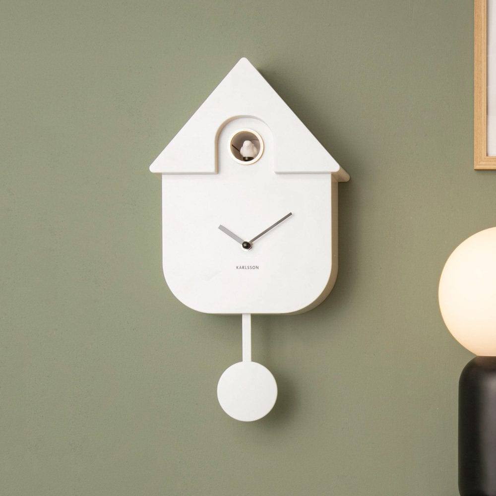 Karlsson Netherlands Modern Cuckoo Pendulum Wall Clock - White