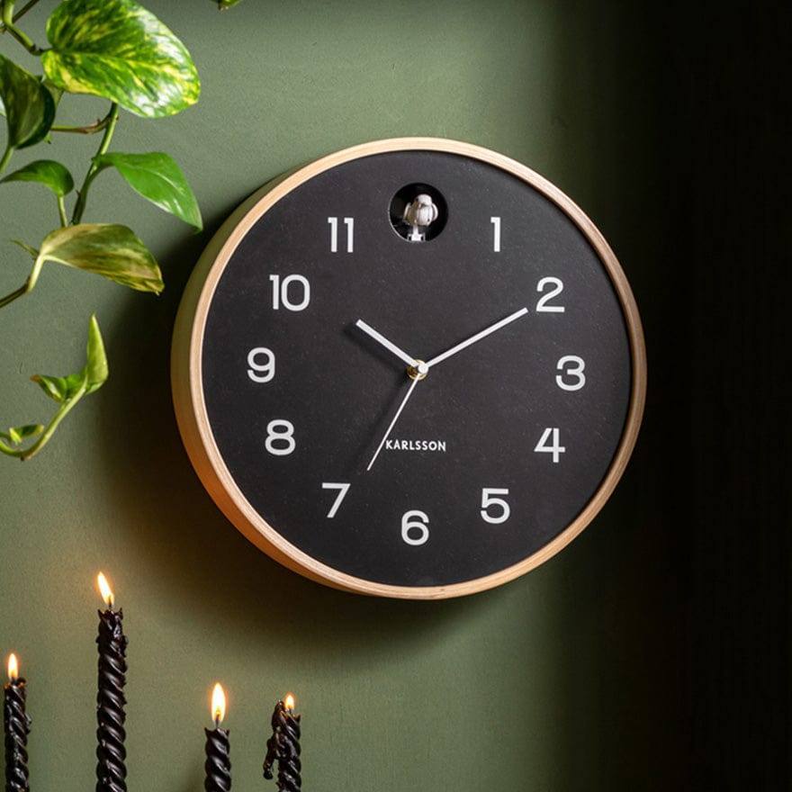 Karlsson Netherlands Natural Cuckoo Wall Clock 31cm - Black