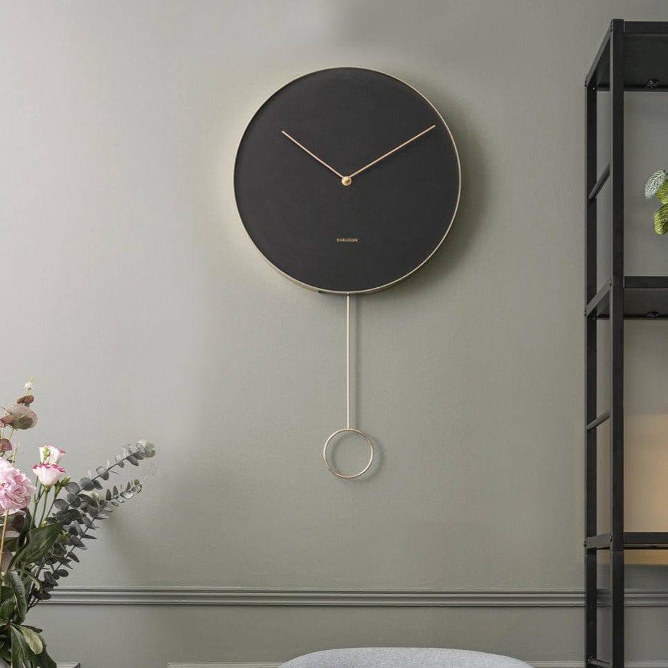 Karlsson Netherlands Pendulum Wall Clock 34cm - Black Gold